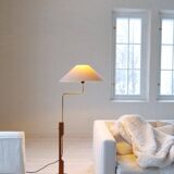 Mid-Century Modern Floor Lamp, Teak and Brass Bergboms, Sweden, 1960s