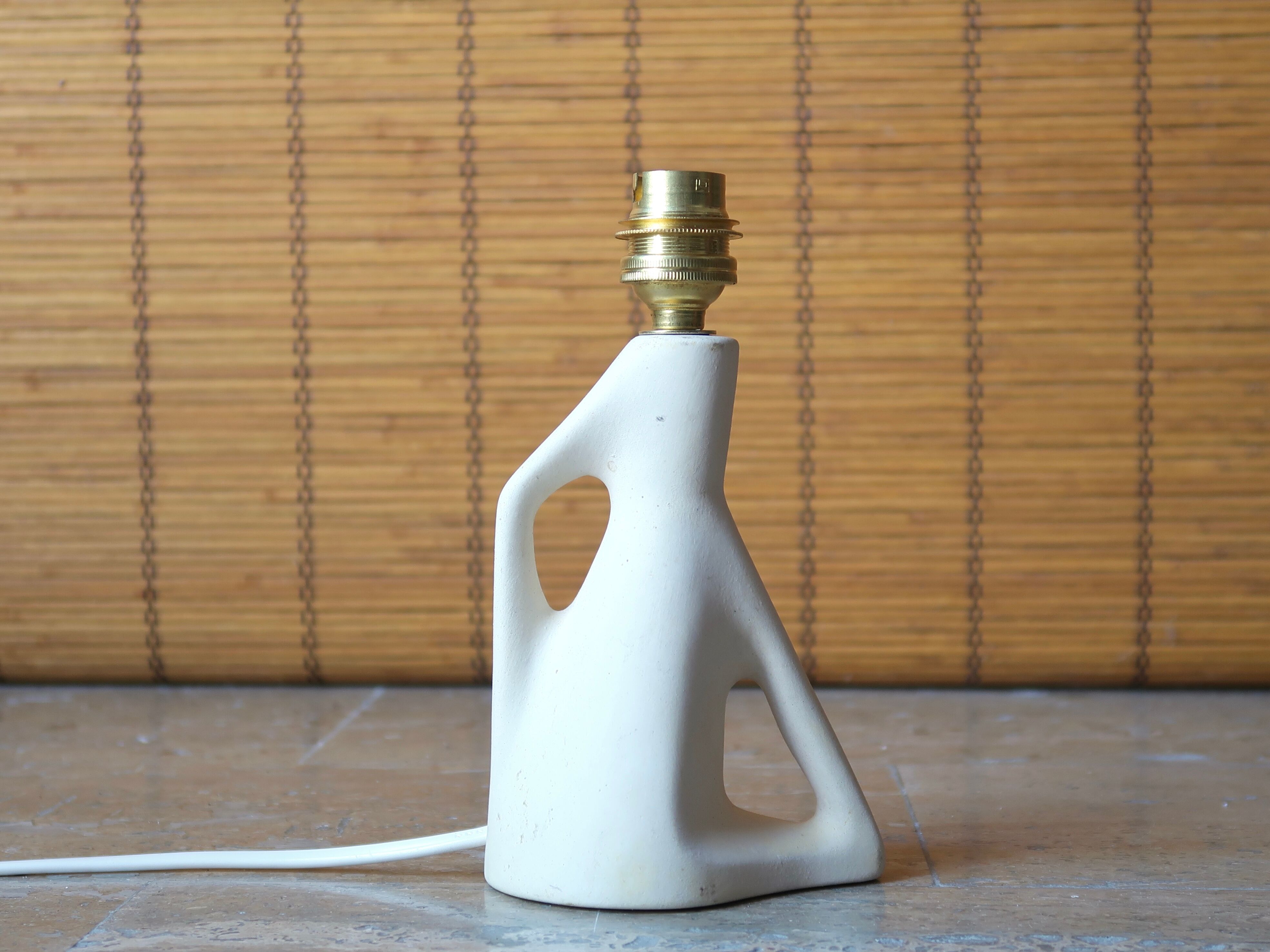 Pair of white ceramic lamps, 50s