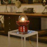 Red ceramic table lamp by Guillerme and Chambron 1980s