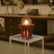 Red ceramic table lamp by Guillerme and Chambron 1980s
