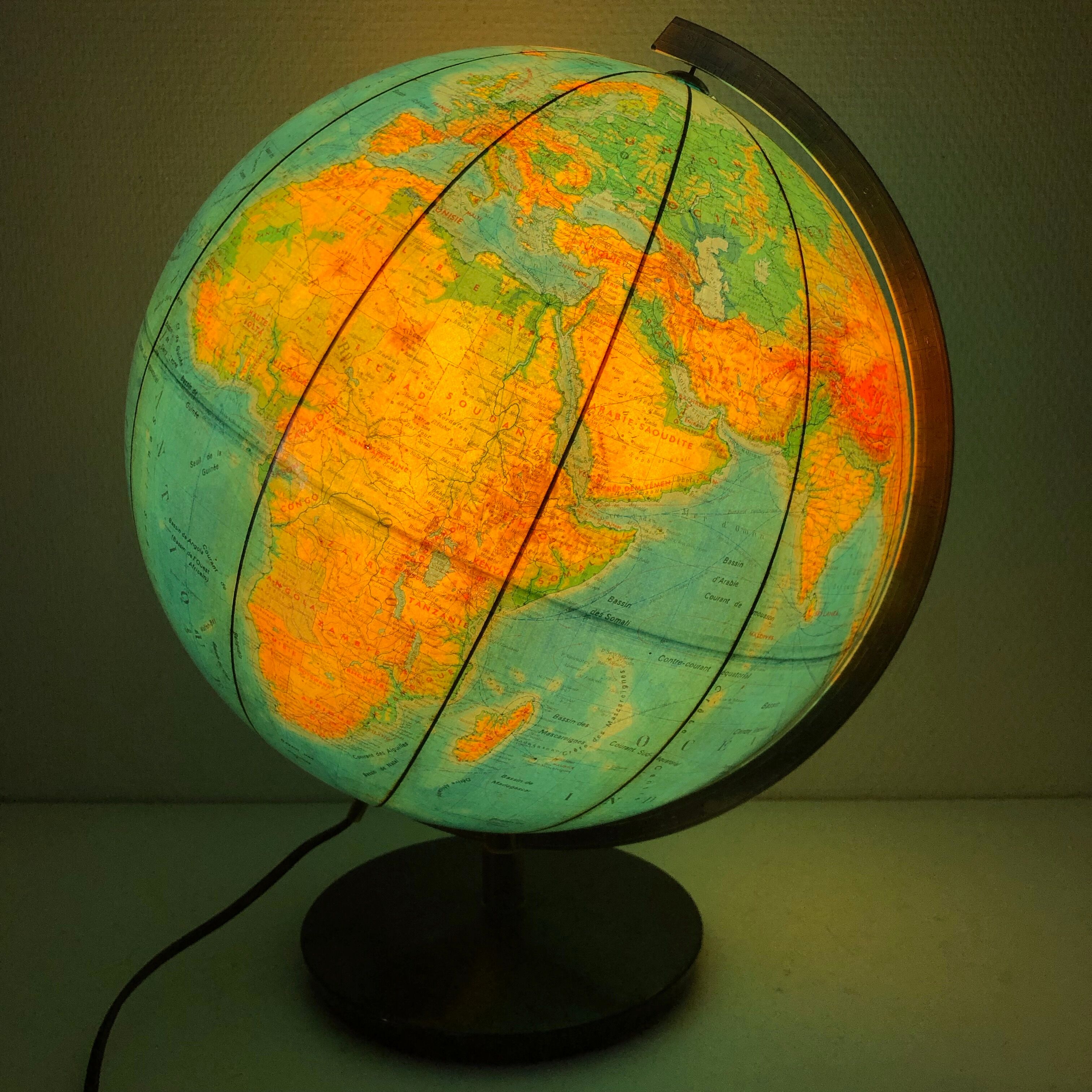 Large terrestrial globe PVC 42cm JRO Verlag vintage 1970