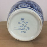 Delft earthenware vase with blue flowers