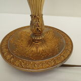 Table lamp and desk in bronze and gilded metal, hot water bottle style