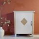 Small vintage storage unit – light wood and powder pink