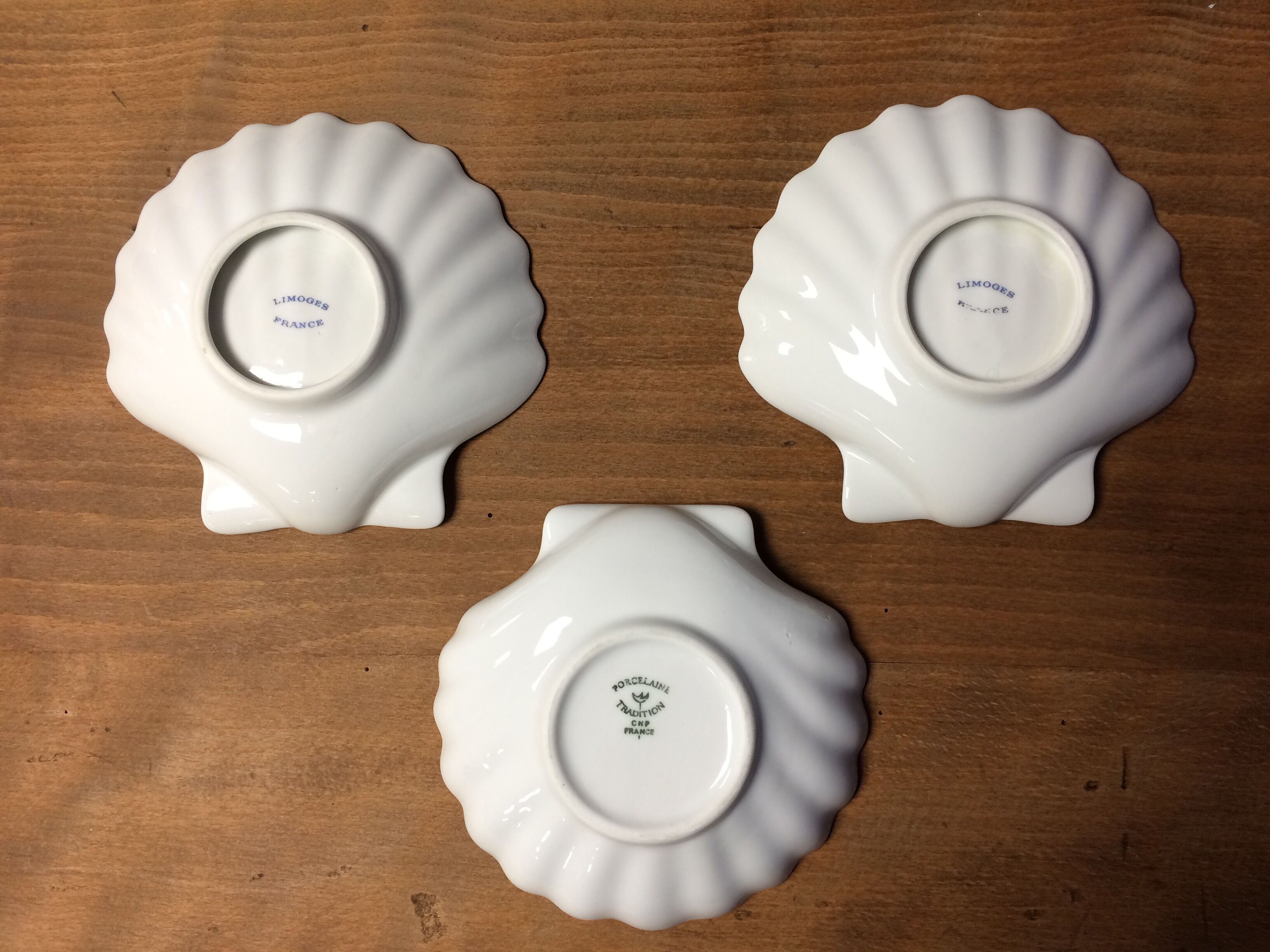 Three cups scallops in porcelain