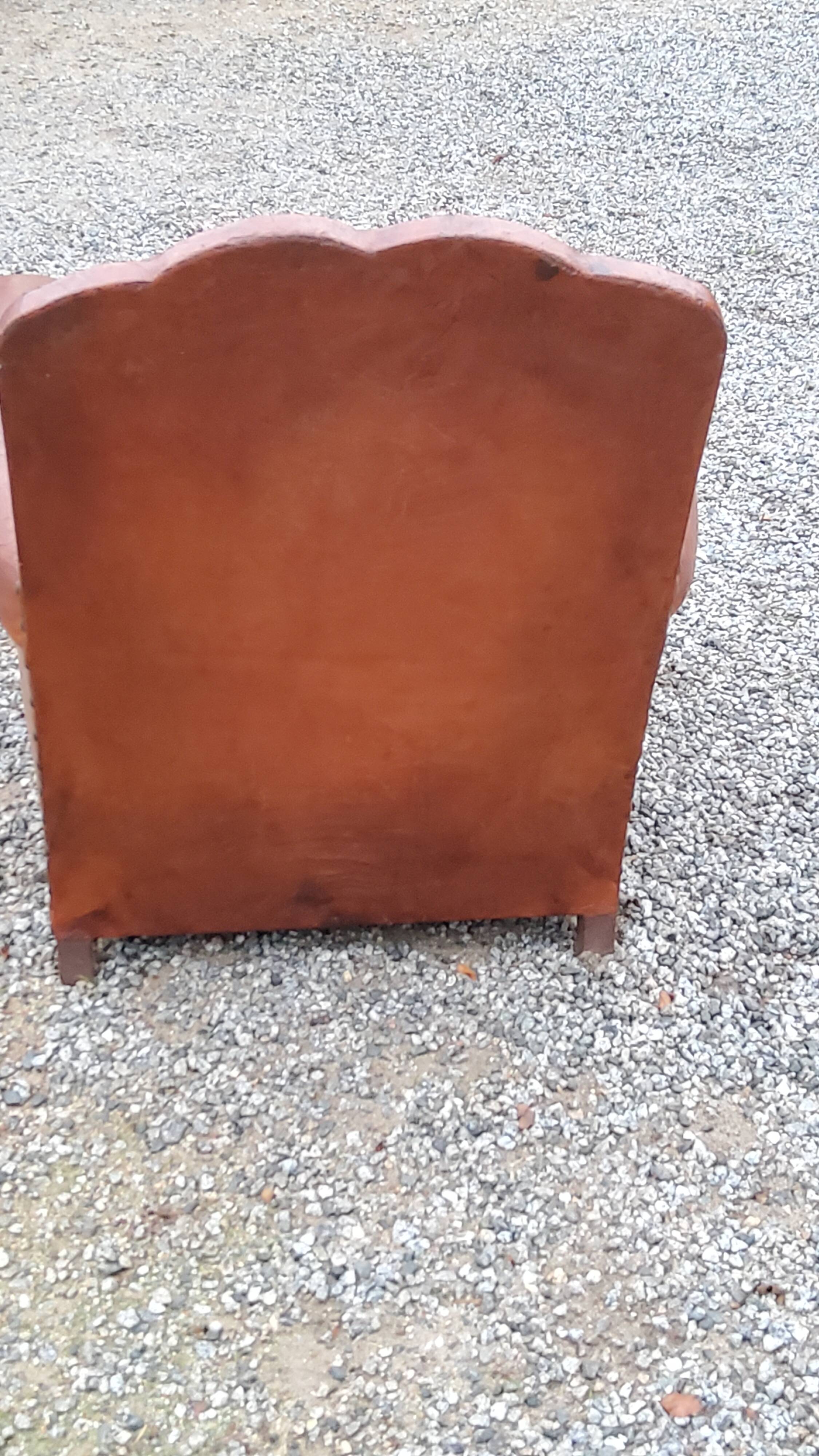 Leather club armchair back mustache from the 30s