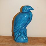 Bird, cracked blue raptor in ceramic