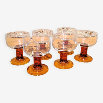 Suite de 6 verres à cocktail années 70