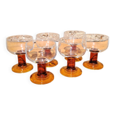Suite of 6 cocktail glasses 70s