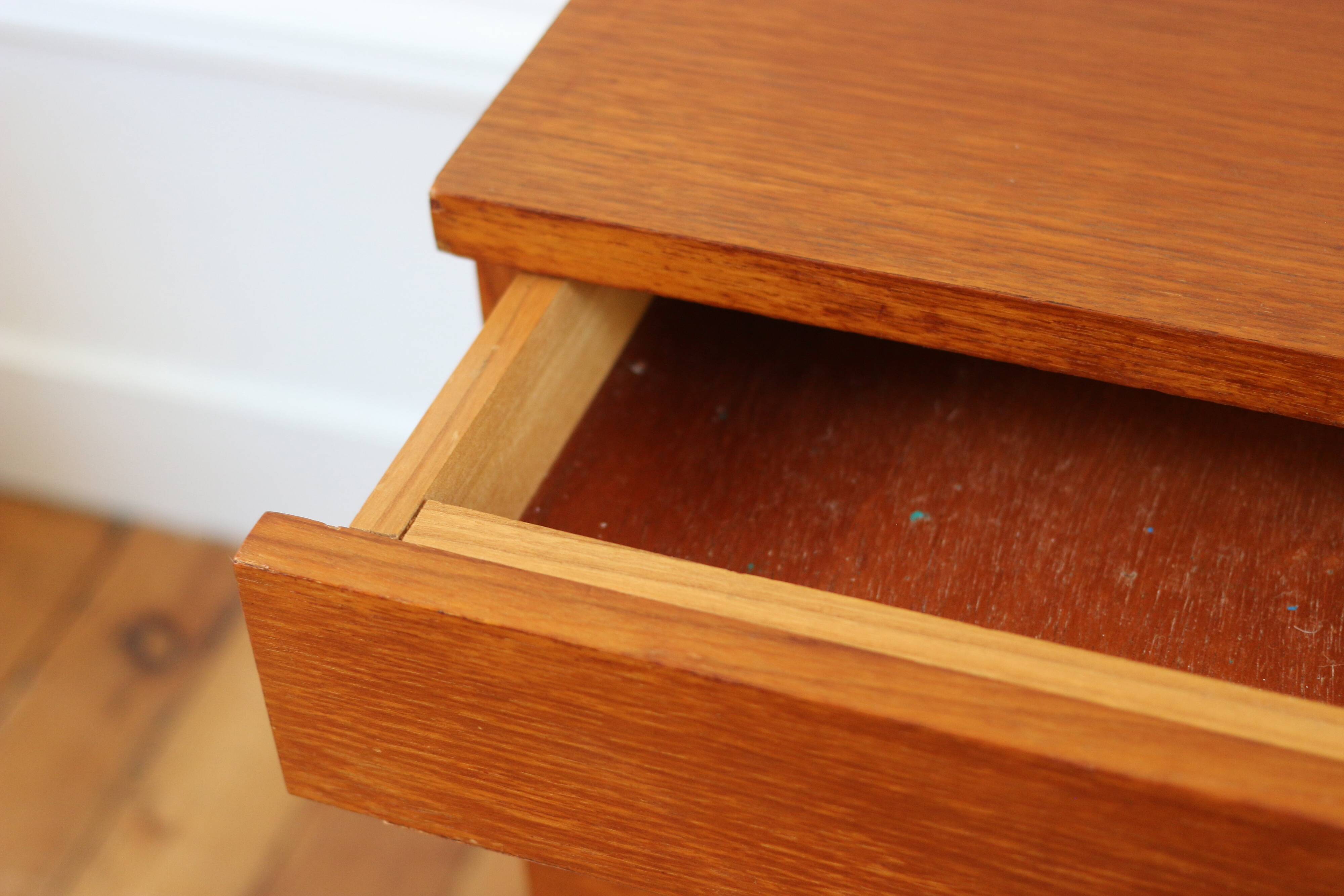 Vintage modernist oak bedside table 1960