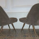 Restored low chair in velvet fabric 50s 60s