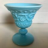 Blue opaline footed vase Italy