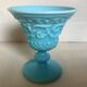 Blue opaline footed bowl vase Italy