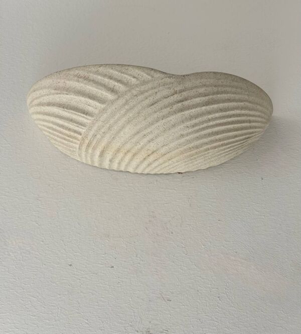 Paire d’appliques vintage en plâtre beige moucheté, France 1970