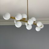 Italian opalglass and brass bubble lamp 1950