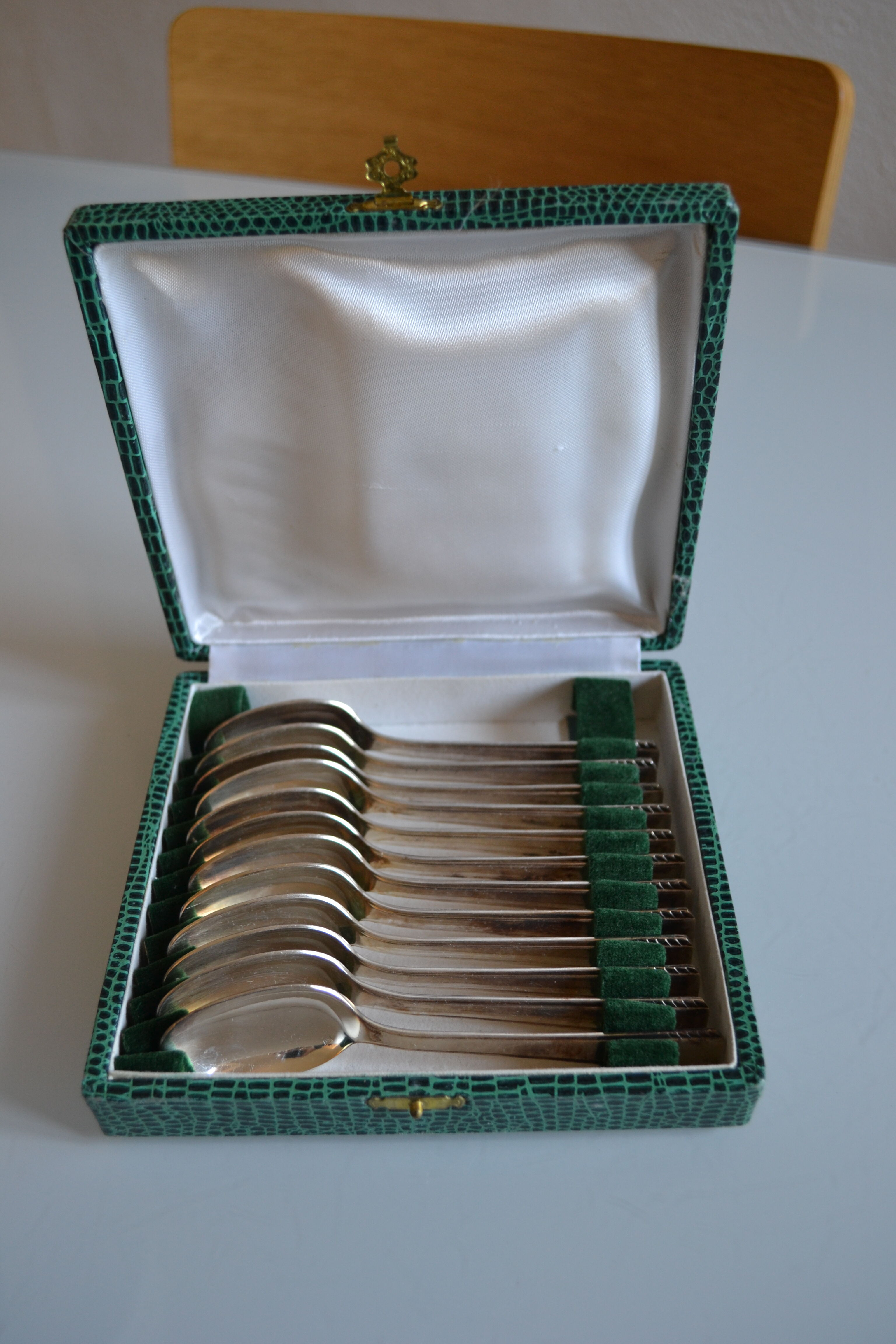 12 small spoons metal silver art deco