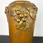 Art Nouveau vase in gilded ceramic and terracotta signed Desrousseaux France