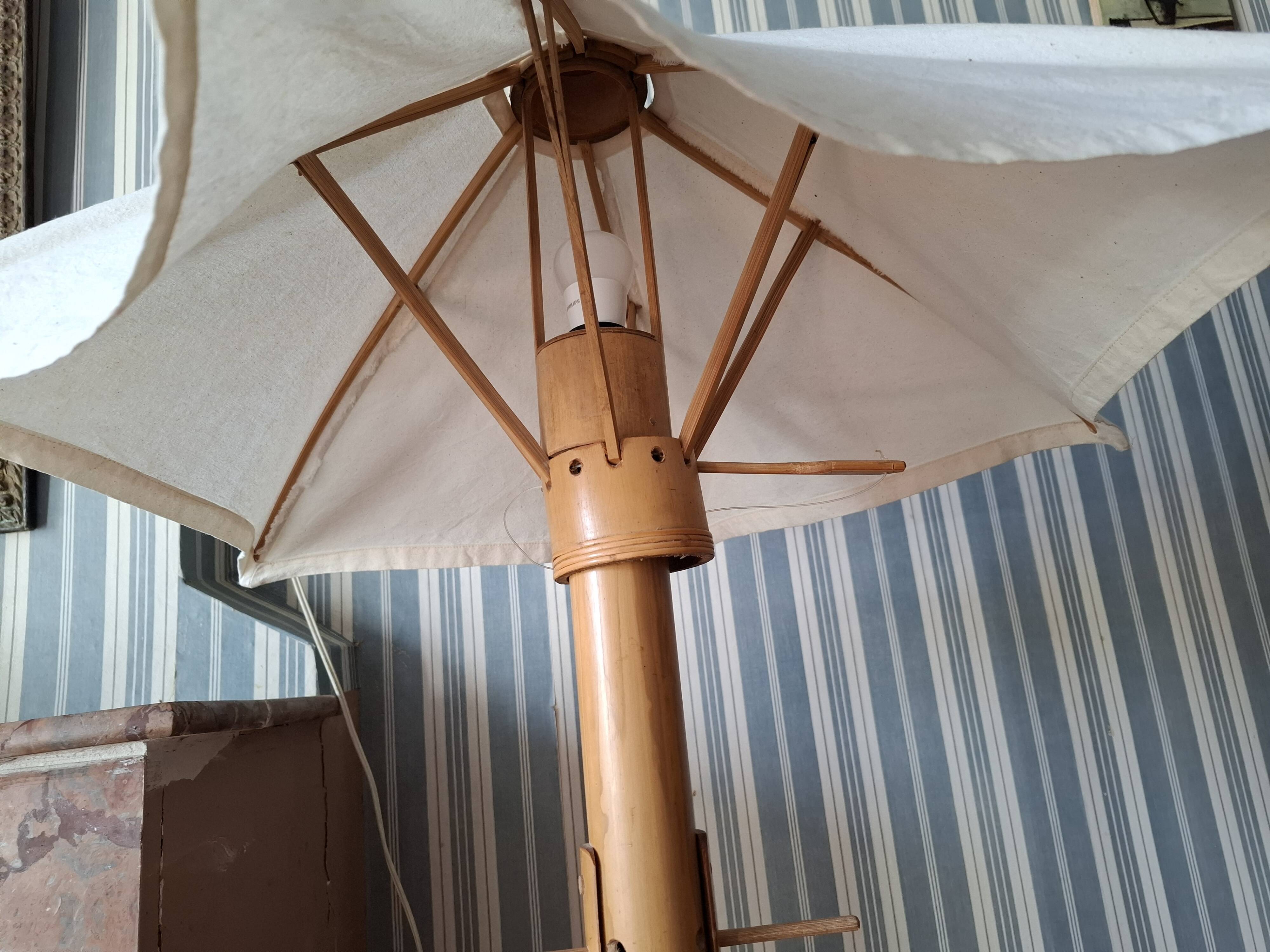 Vintage 70's adjustable bamboo floor lamp