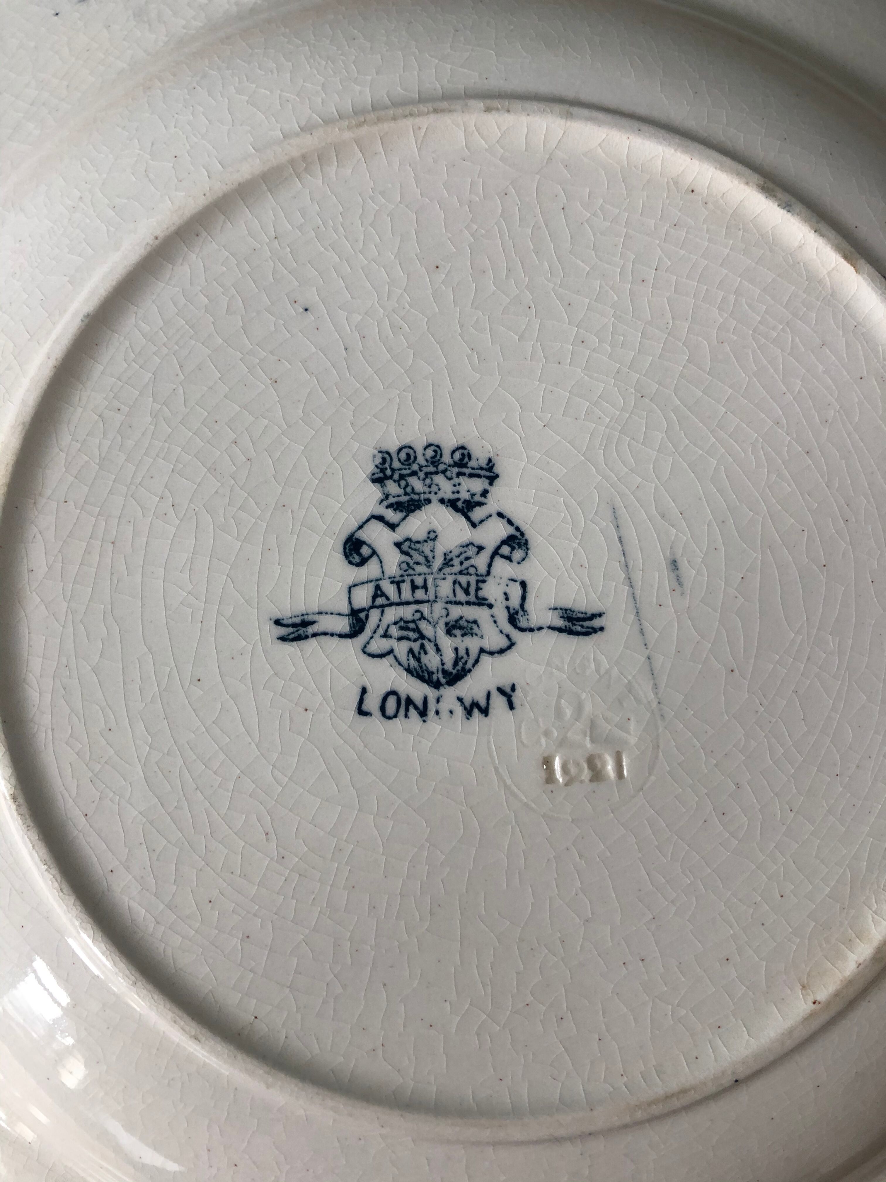 Lot of 3 flat plates 19th model "Athens" Longwy