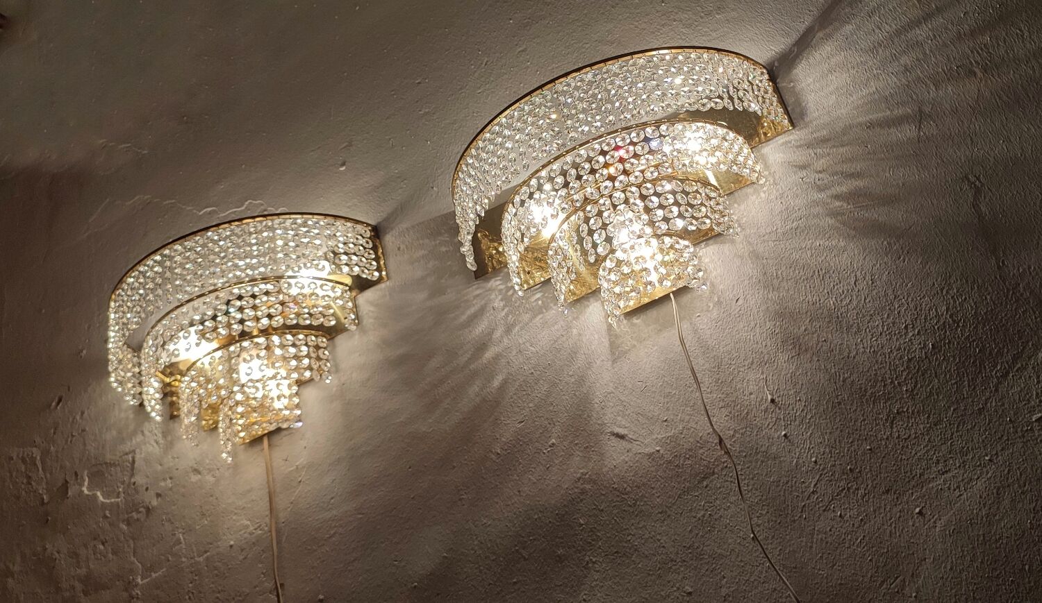 Appliques murales en cristal France années 1970