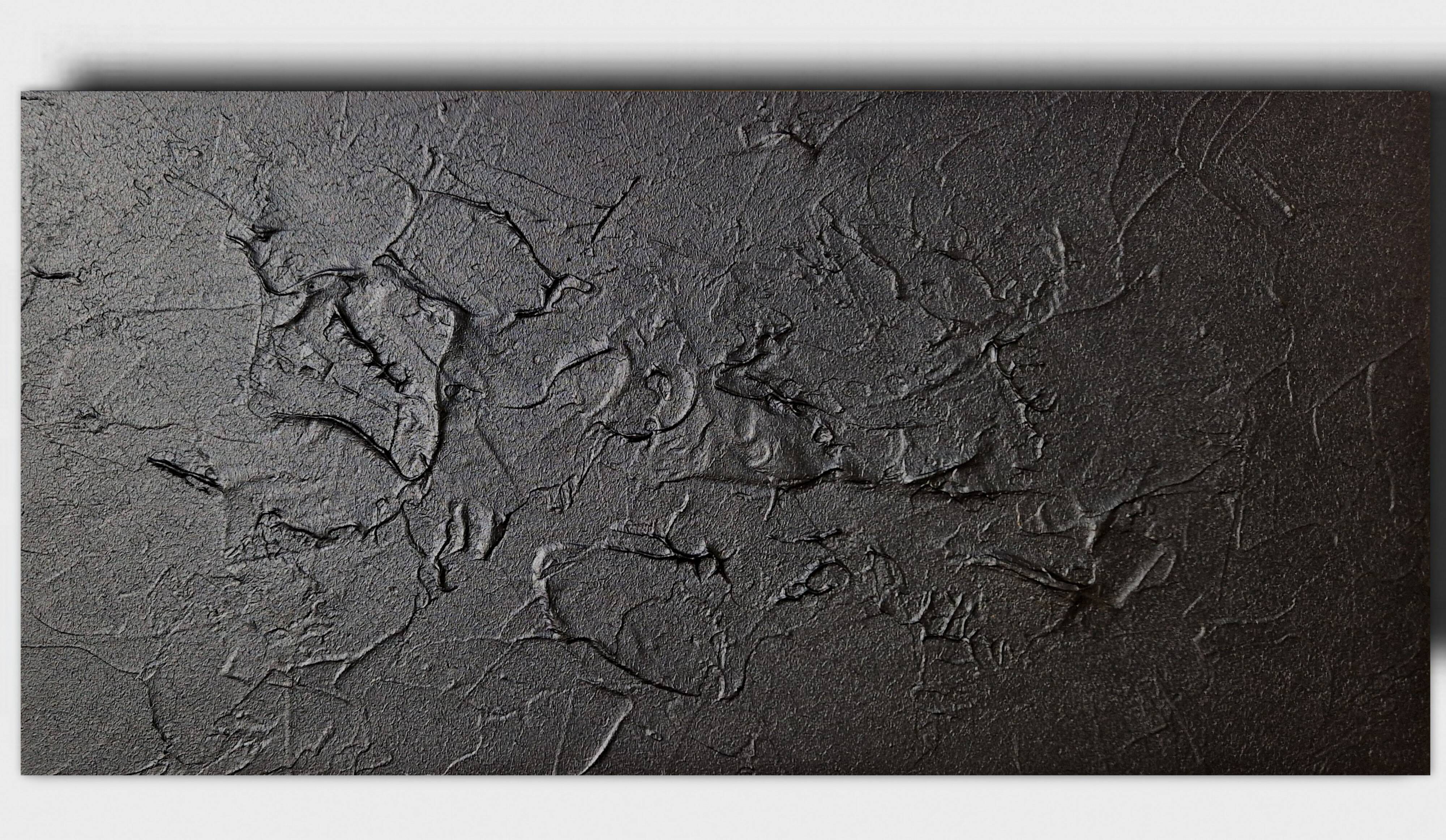 Minimalist monochrome abstract painting black