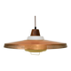 Copper milk glass & teak hanging lamp bent karlby for lyfa