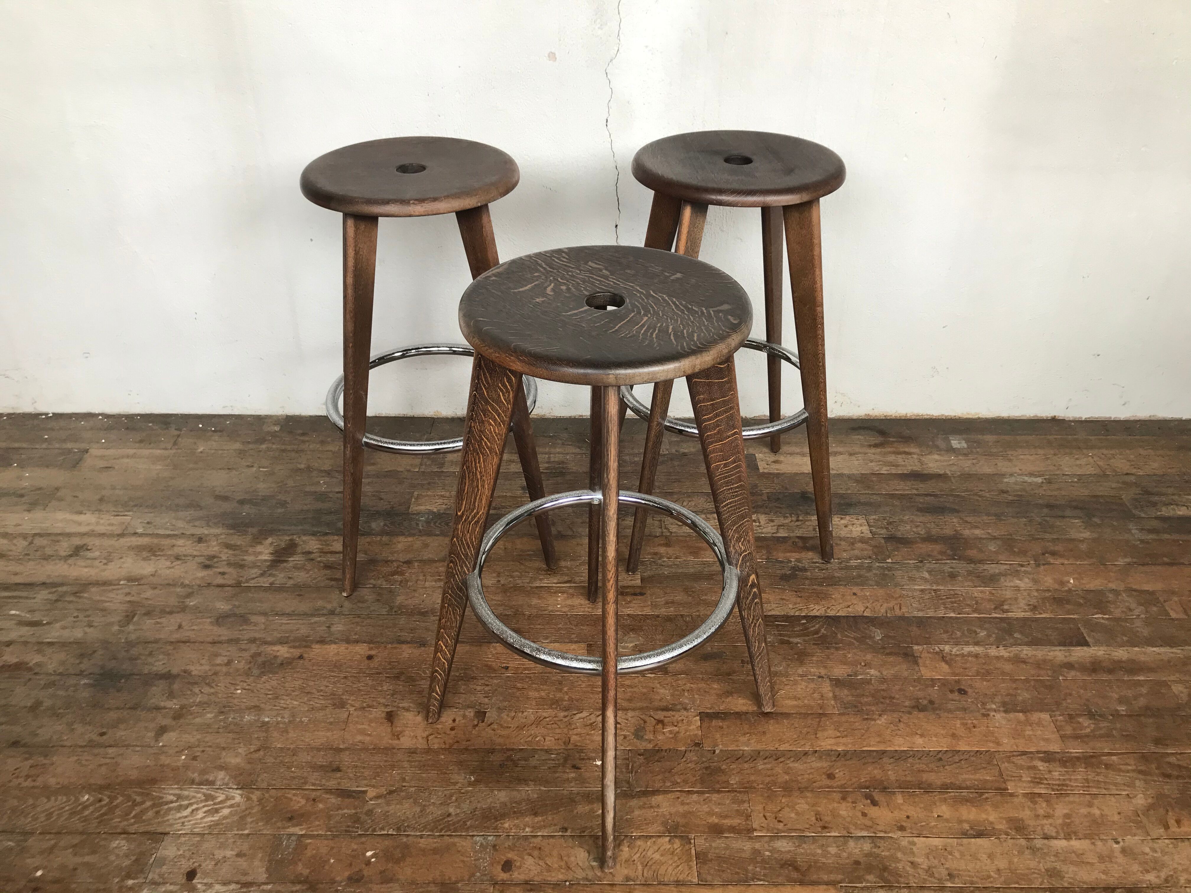 3 stools of bar design Jean Prouvé edition Vitra 2002
