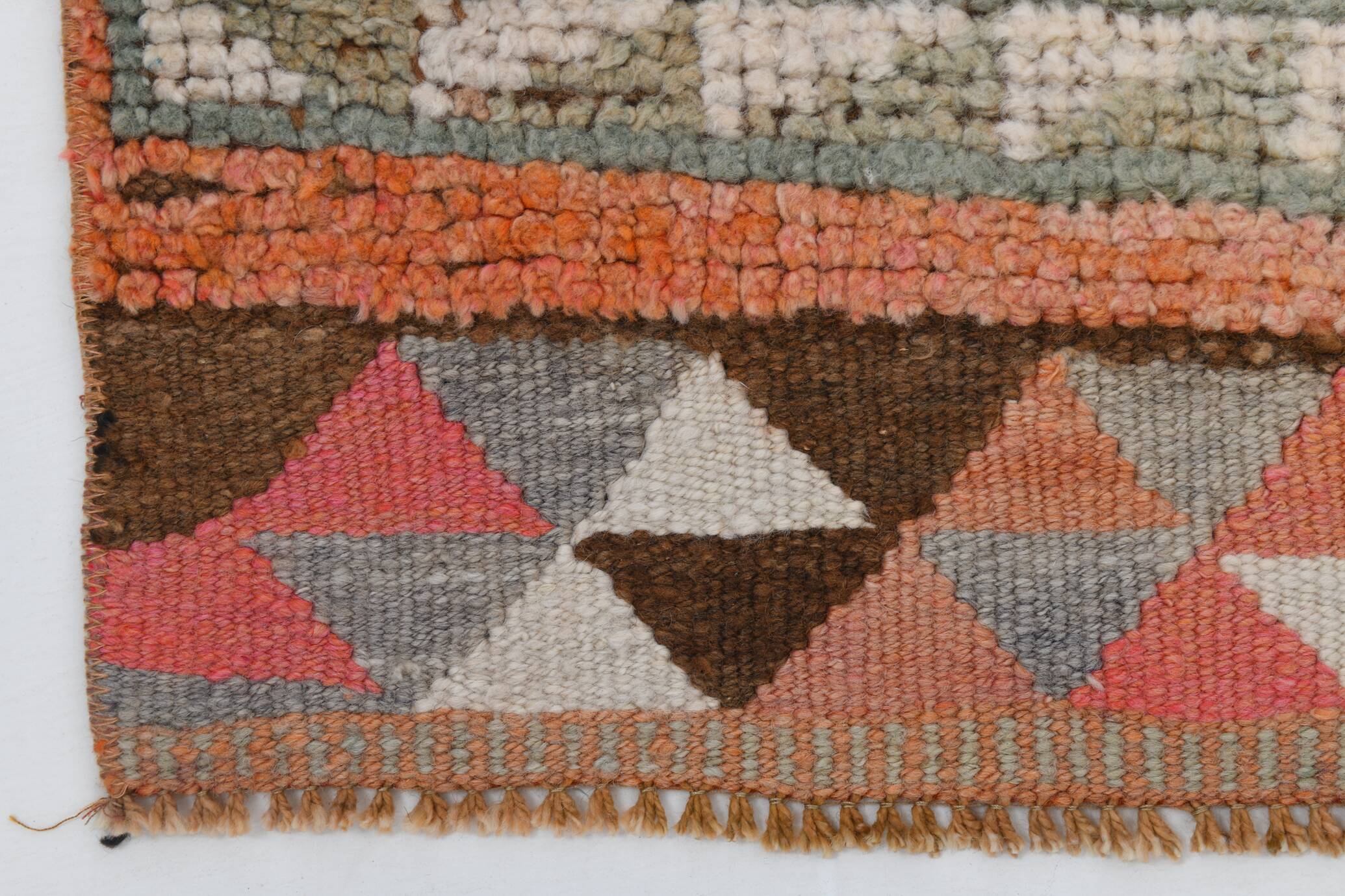 3x10 Orange Brown Handmade Wool Vintage Runner Rug, 103x323Cm SK 18245
