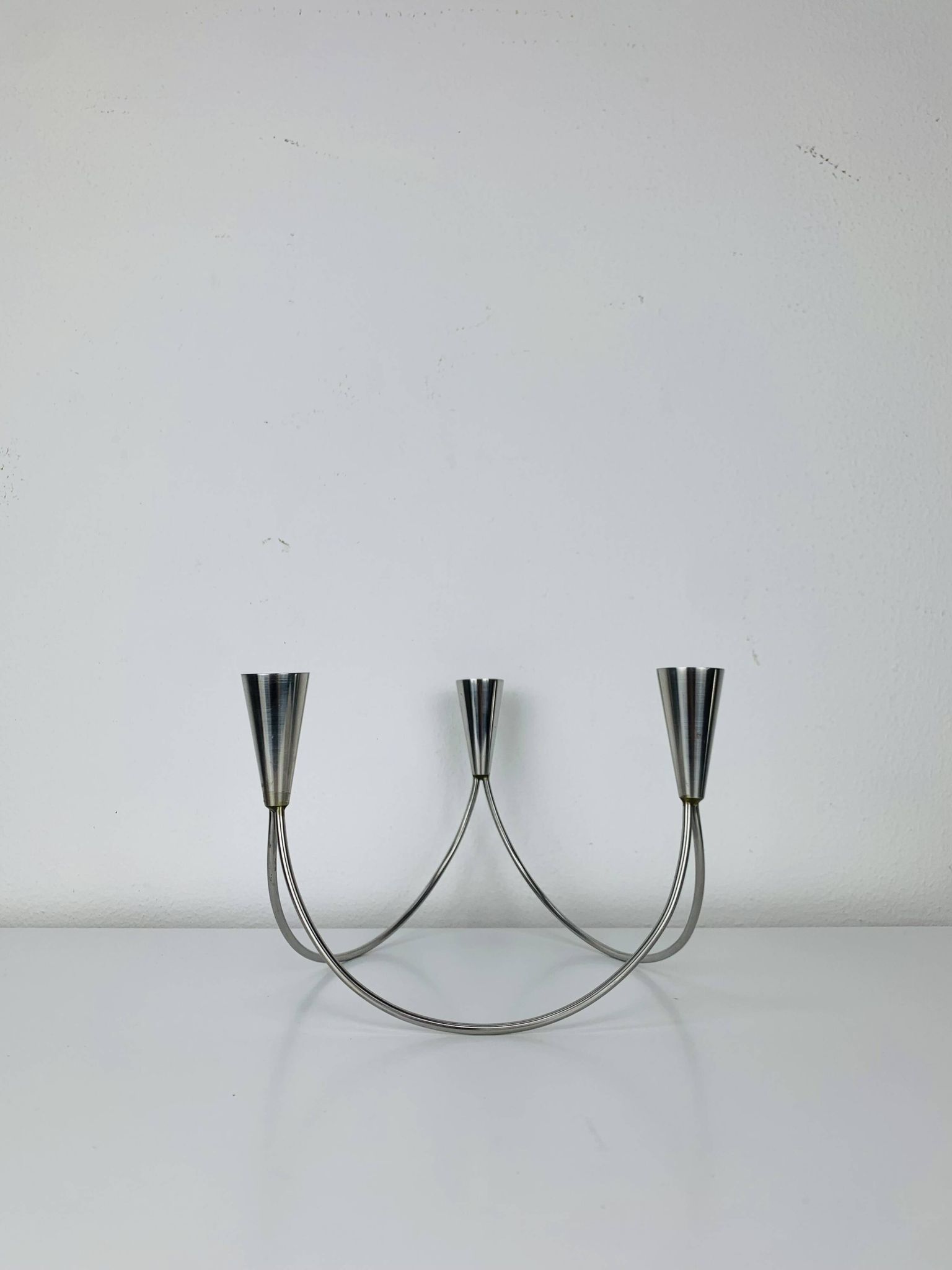 Bougeoir inox triple, vintage