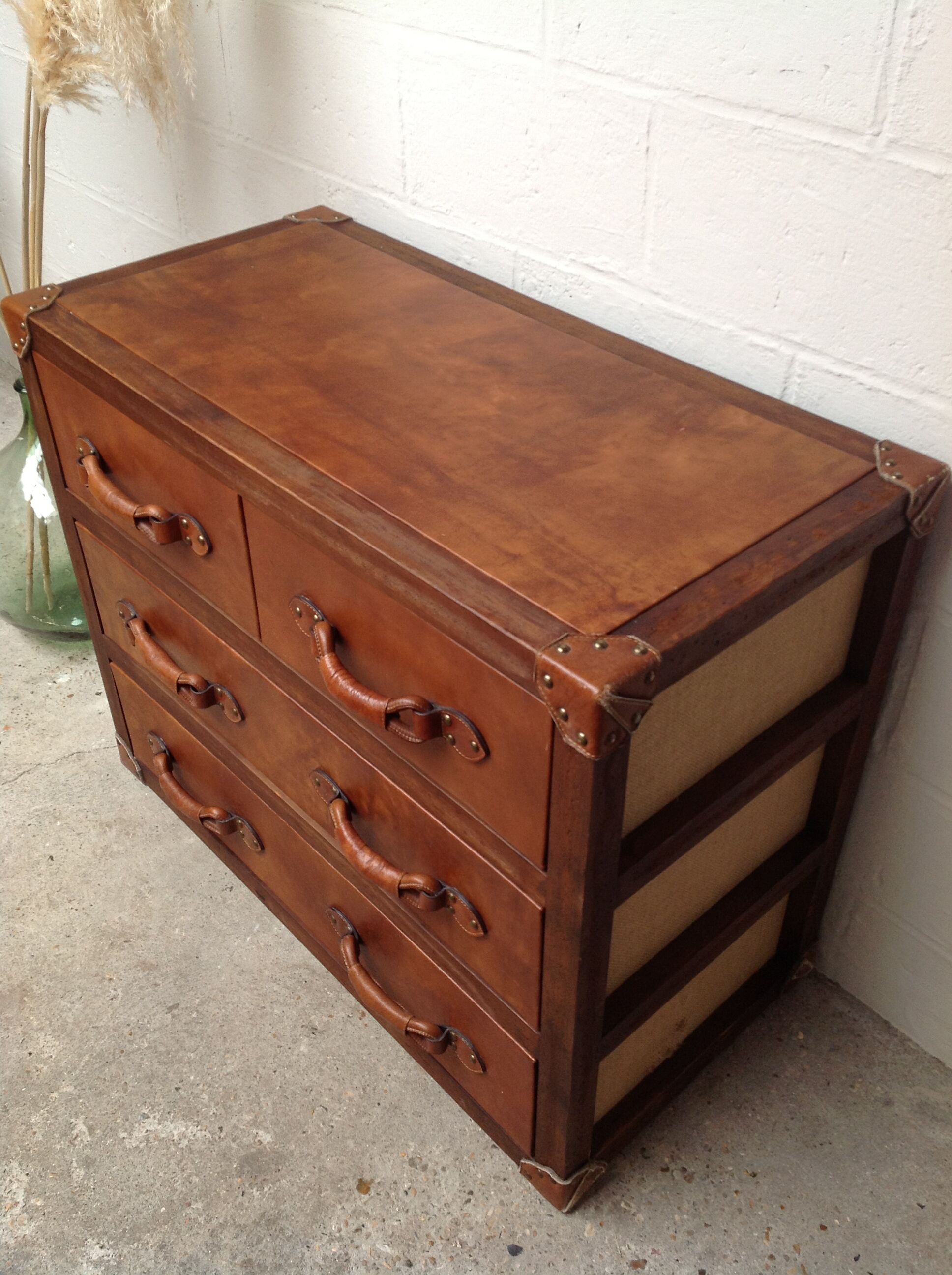 Wooden and leather dresser