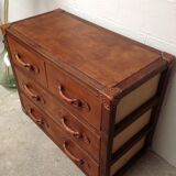Commode  bois et cuir