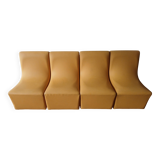 Lot de 4 chauffeuses années 70/80 vintage en similli cuir  jaune moutarde