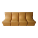 Set of 4 vintage 70s/80s armchairs in mustard yellow faux leather.