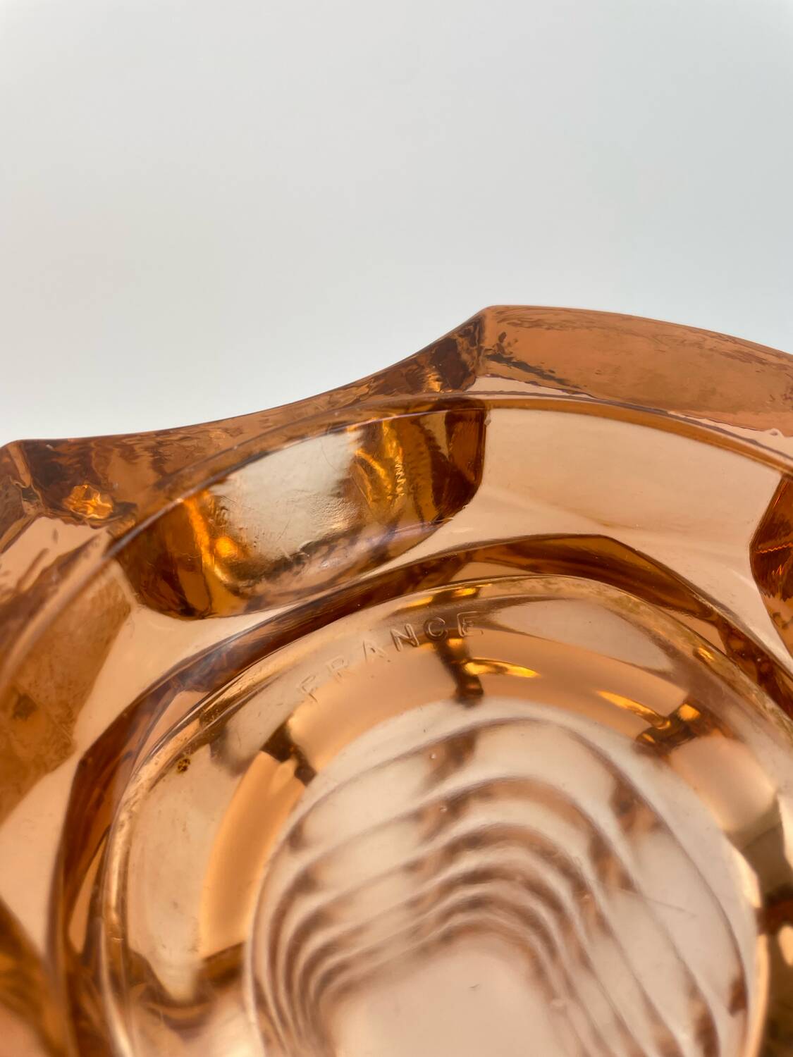 Large pink glass vase in Art Deco style