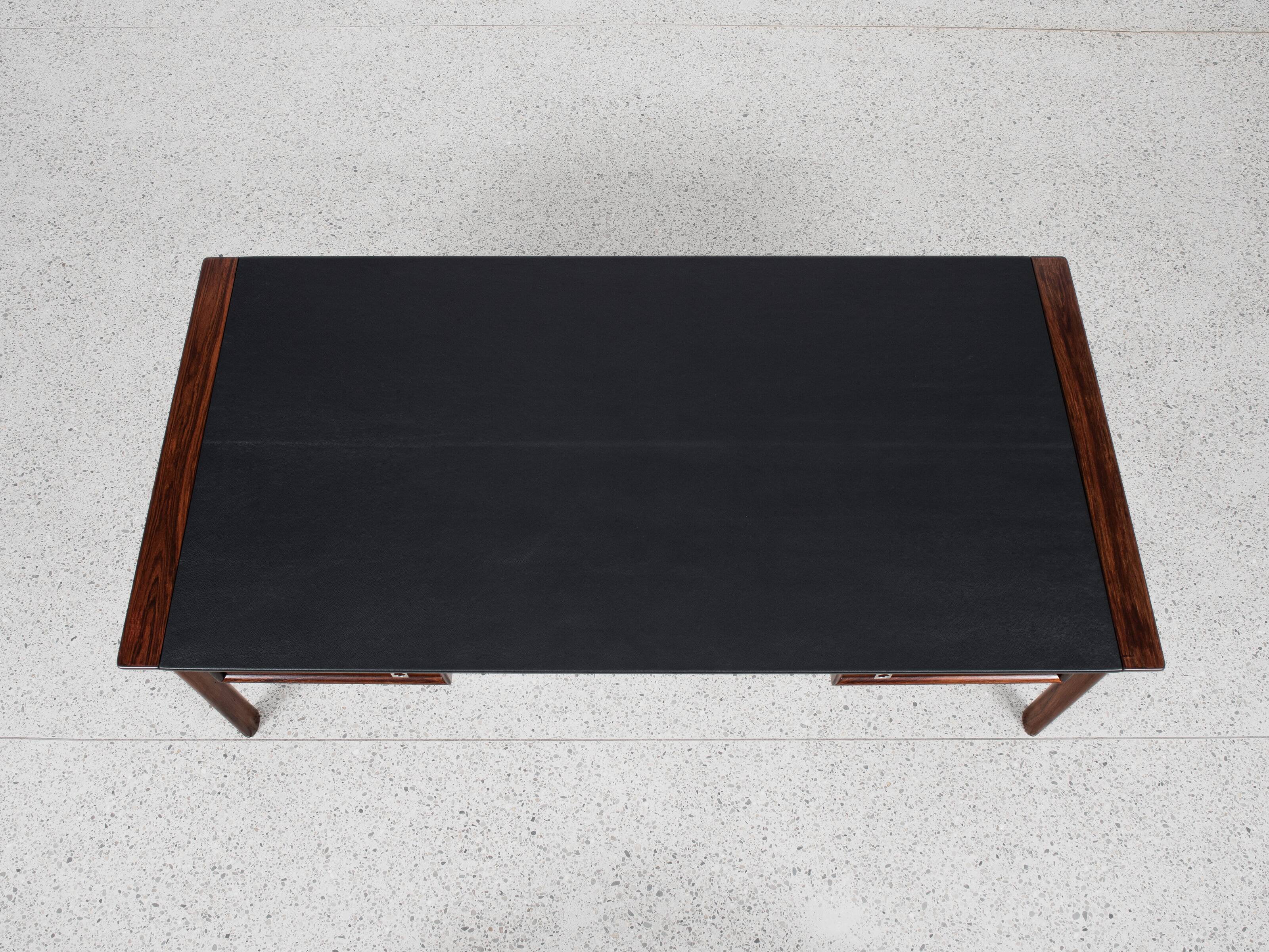 Midcentury Danish XL desk in rosewood and leather by Arne Vodder for Sibast