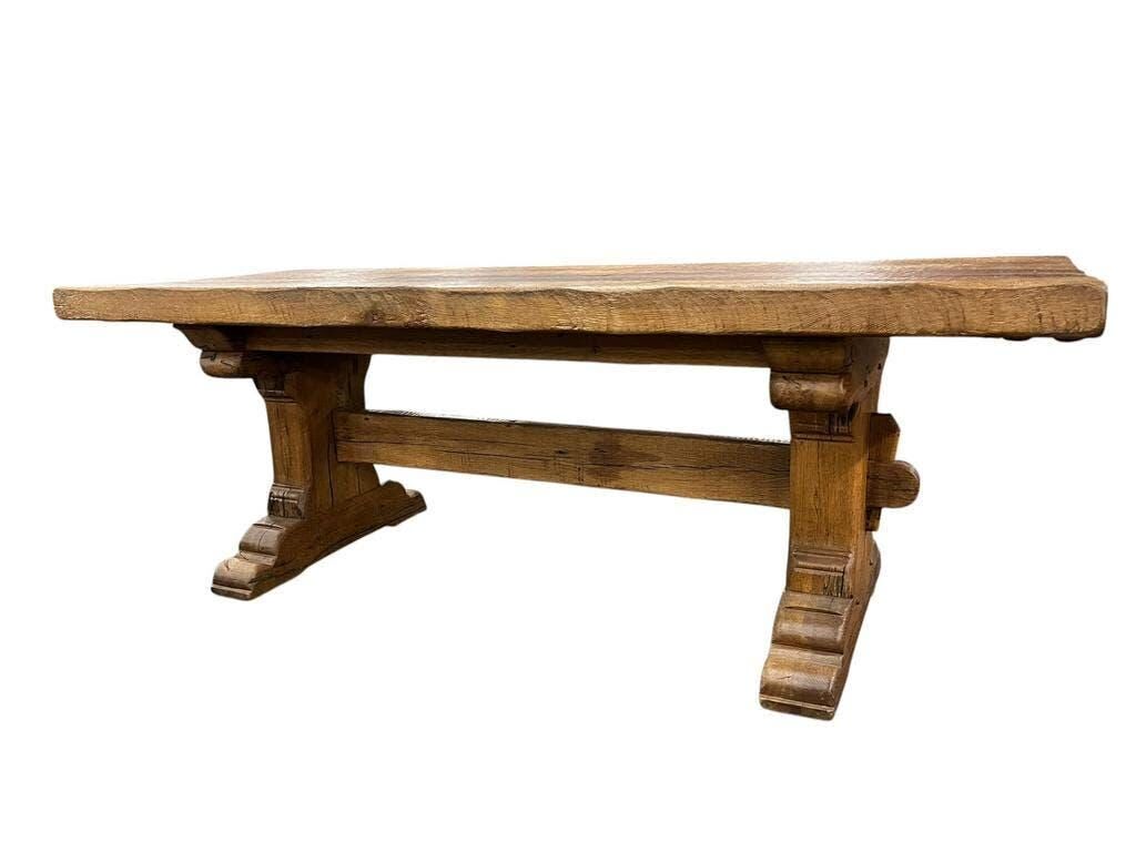 XL vintage brutalist wooden dining table