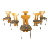 Set of 6 postmodern italian dining chairs, 1980s