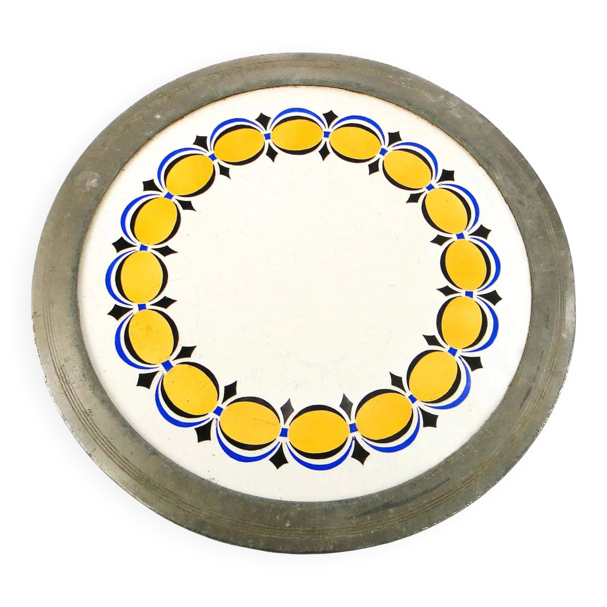 Art Nouveau tray, silver-plated brass, white porcelain, Austria, early 20th century