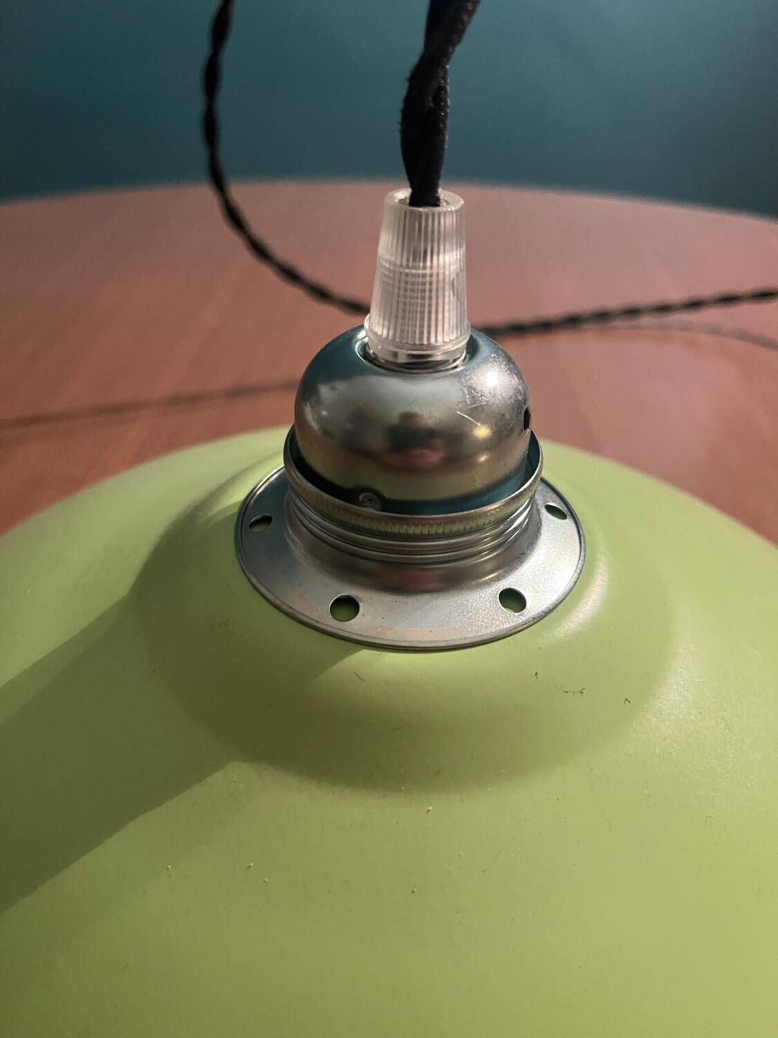 Pastel green metal pendant light