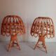 Pair of bamboo bedside lamps 70s