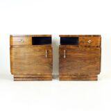 Pair Of Art Deco Bedside Tables In Walnut, Czechoslovakia 1930s