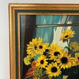 Oil on canvas sunflowers