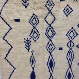 Azilal Vintage Rug 276x180 cm - Blue Geometric Patterns