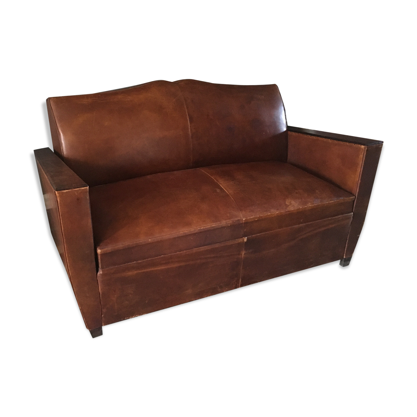 Leather club sofa 30s