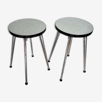Duo of round stools in formica