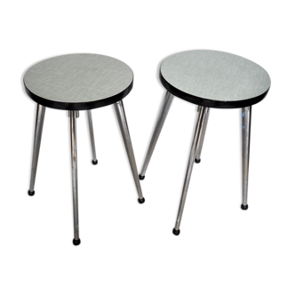 Duo of round stools in formica