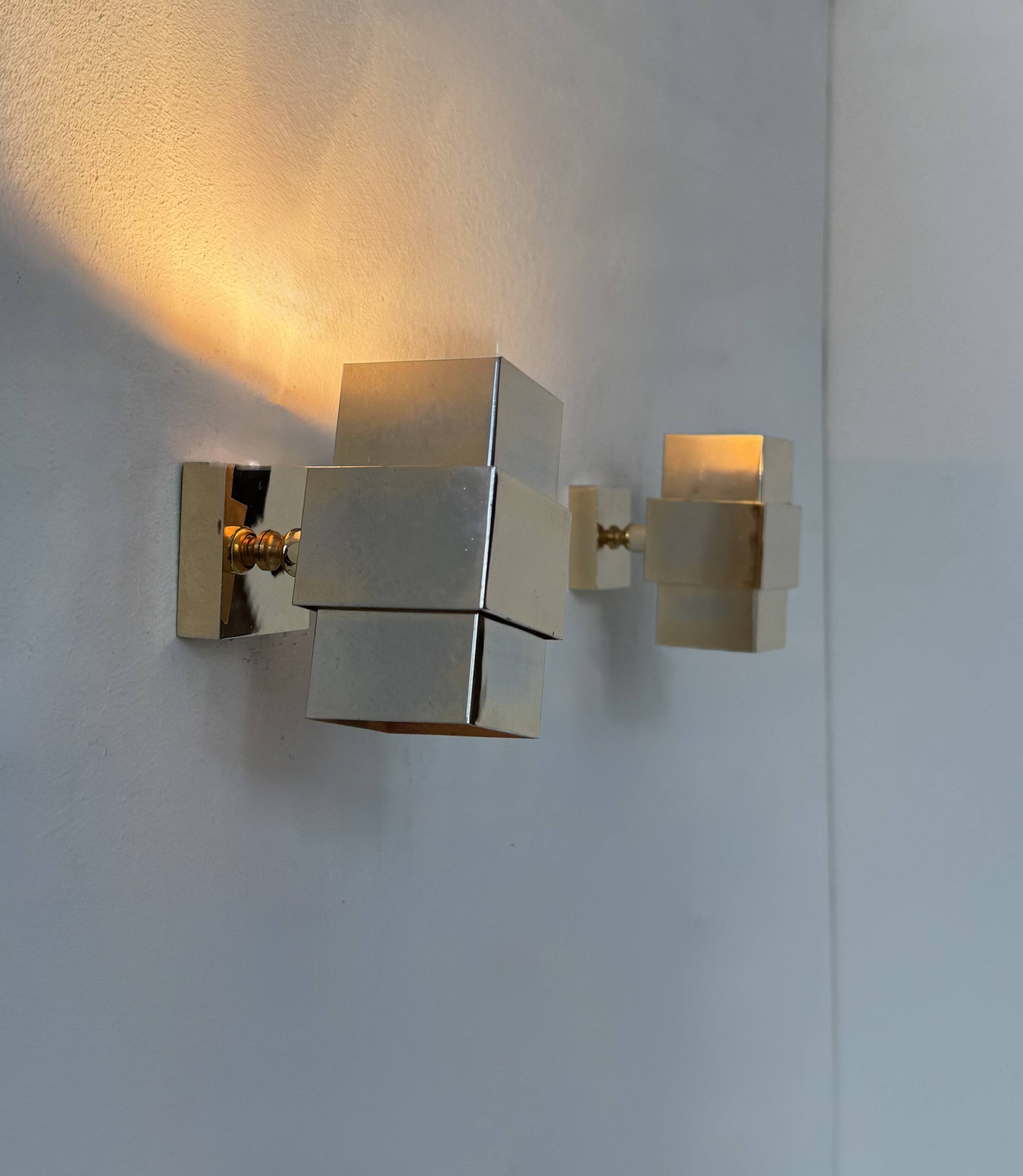 Paire d'applique vintage, laiton,  France, 1970