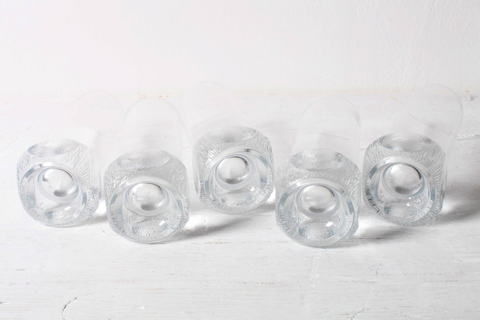 Set of 5 Mid-century Clear Crystal Tumblers / Italy / 1980s