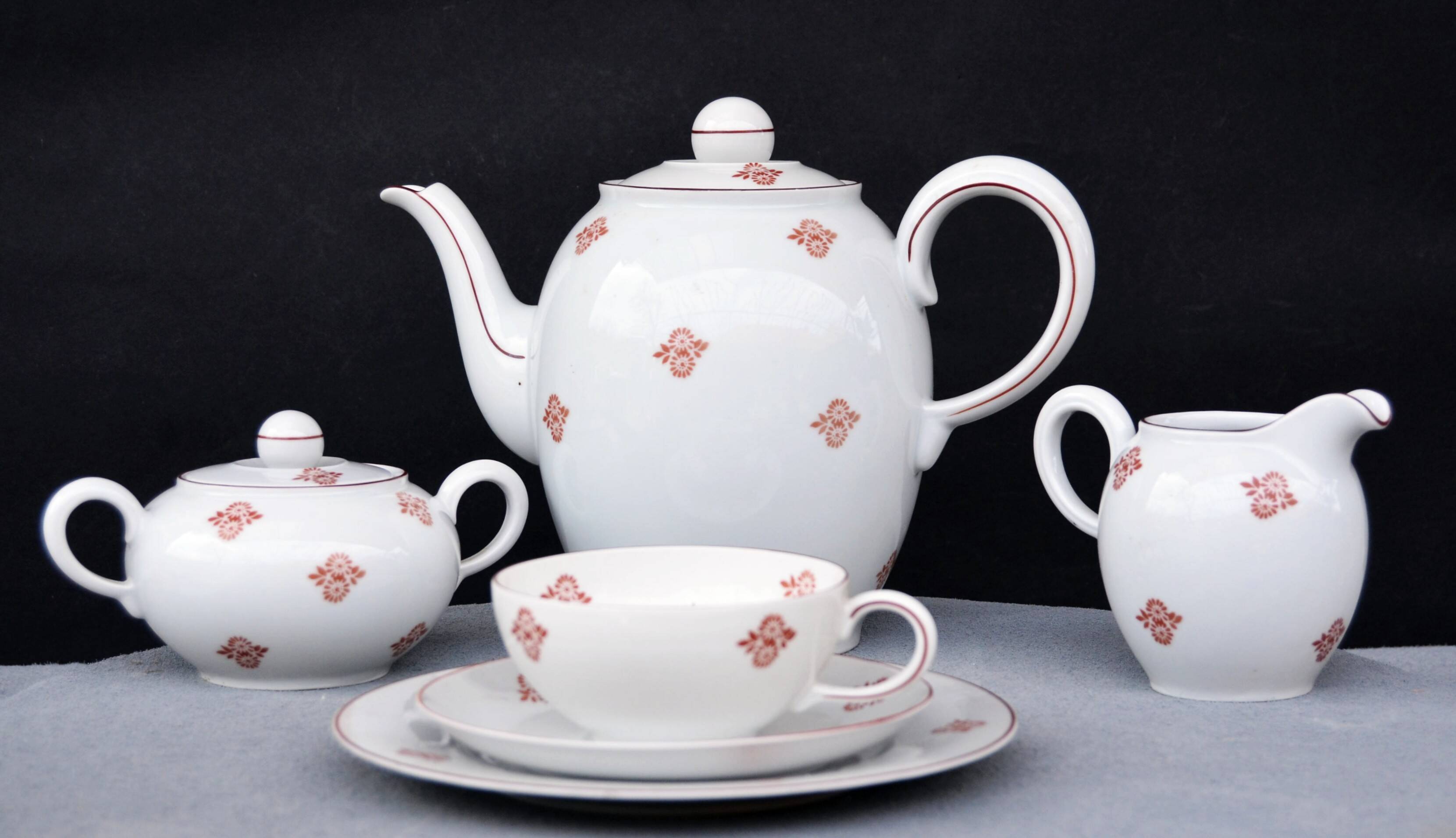 Vintage Volkstedt Germany Porcelain Tea & Caffee Set with Creamer and Sugar