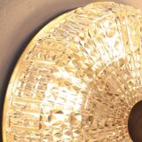 Orrefors crystal and brass ceiling lamp for Lyfa, 1970s